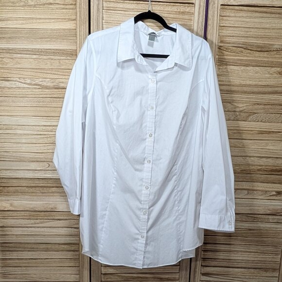CJ Banks Classic White Button-Up Shirt Size 3X - Picture 1 of 8